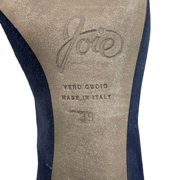 Vintage Joie Navy Suede Platform Pumps Round Toe, Block Heel, Size 39 - Picture 10 of 11